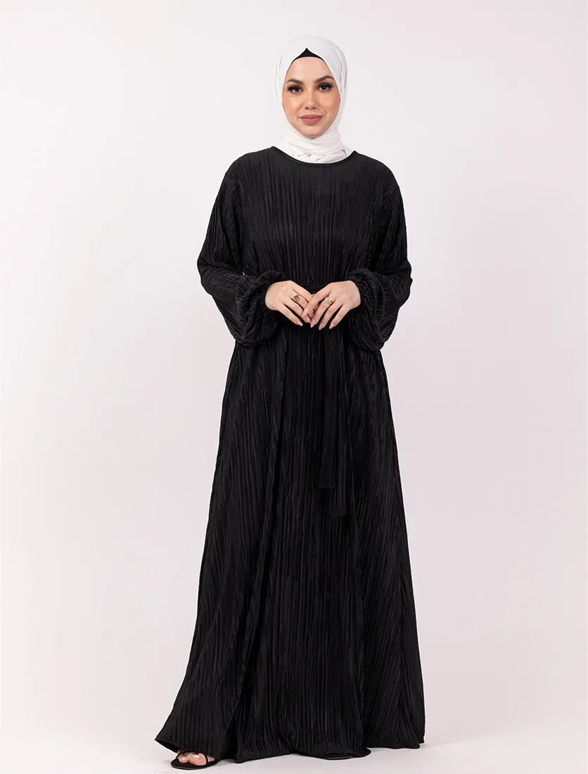 Black Plisse Abaya